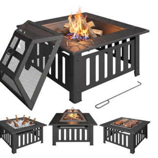 Square Steel Outdoor Fire Pit