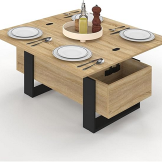 Low table with lift-up tray